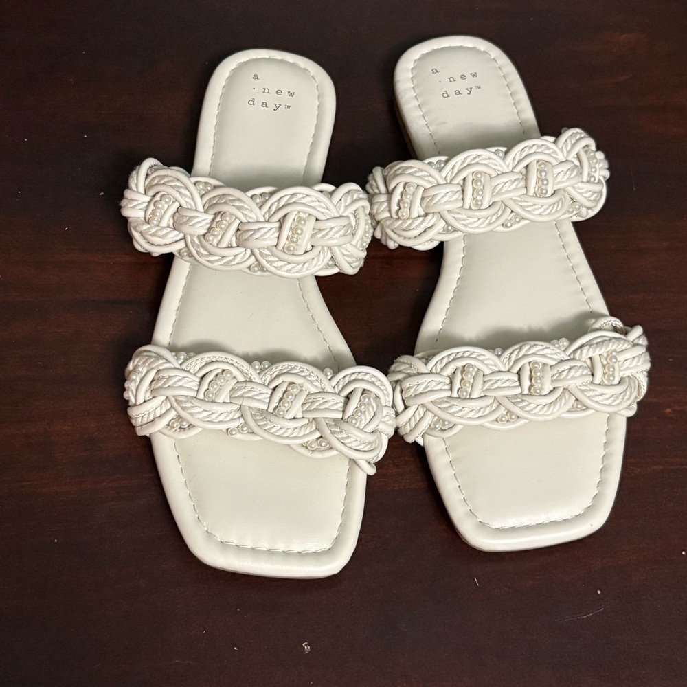 A New Day Women's White Braided Sandals